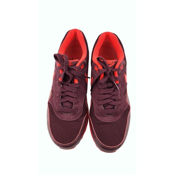 Nike Air Max 1 Sneaker Shoe Women Size 10 Burgundy Platinum Red Suede 319986-606 - Picture 5 of 10